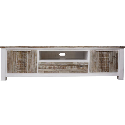 Plumeria ETU Entertainment TV Unit 210cm 2 Door Solid Acacia Timber -White Brush - ElectronX Plus