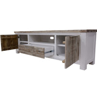 Plumeria ETU Entertainment TV Unit 210cm 2 Door Solid Acacia Timber -White Brush - ElectronX Plus