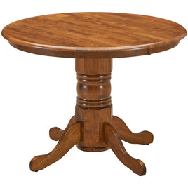 Linaria Round Dining Table 106cm Pedestral Stand Solid Rubber Wood - Walnut - ElectronX Plus