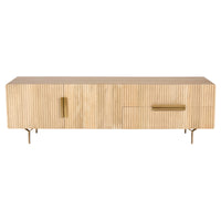 Knox ETU Entertainment TV Unit 180cm 3 Door 2 Drawer Solid Mango Wood - Natural - ElectronX Plus