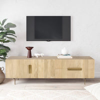 Knox ETU Entertainment TV Unit 180cm 3 Door 2 Drawer Solid Mango Wood - Natural - ElectronX Plus