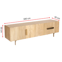 Knox ETU Entertainment TV Unit 180cm 3 Door 2 Drawer Solid Mango Wood - Natural - ElectronX Plus