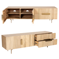 Knox ETU Entertainment TV Unit 180cm 3 Door 2 Drawer Solid Mango Wood - Natural - ElectronX Plus