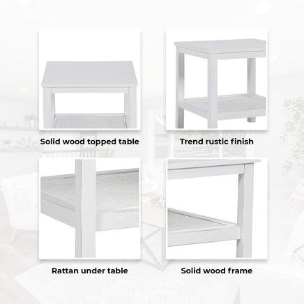 Jasmine Coffee Side Table Laptop Desk Bedside Sofa End Tables Mindi Wood - White - ElectronX Plus