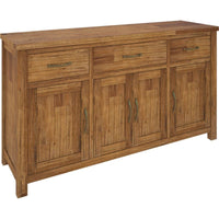 Birdsville Buffet Table 161cm 4 Door 3 Drawer Solid Mt Ash Timber Wood - Brown - ElectronX Plus