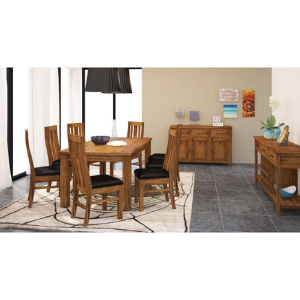 Birdsville Buffet Table 161cm 4 Door 3 Drawer Solid Mt Ash Timber Wood - Brown - ElectronX Plus