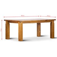 Teasel Dining Table 180cm Solid Pine Timber Wood Furniture - Rustic Oak - ElectronX Plus