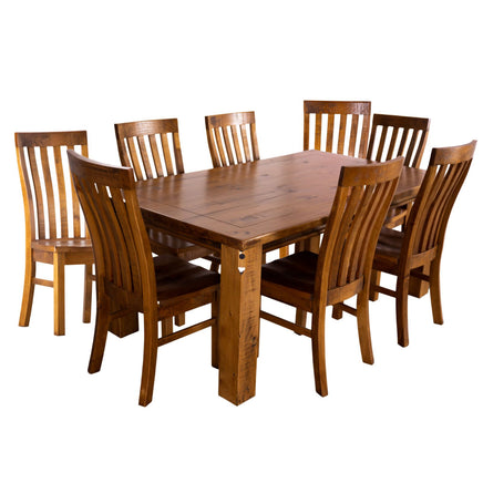 Teasel Dining Table 210cm Solid Pine Timber Wood Furniture - Rustic Oak - ElectronX Plus