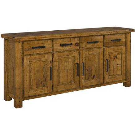 Teasel Buffet Table 191cm 4 Door 4 Drawer Solid Pine Timber Wood - Rustic Oak - ElectronX Plus