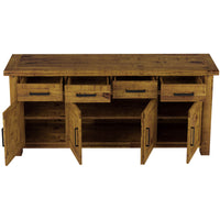 Teasel Buffet Table 191cm 4 Door 4 Drawer Solid Pine Timber Wood - Rustic Oak - ElectronX Plus