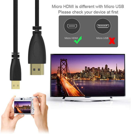 1.5M Micro HDMI to HDMI Adaptor Cable 1080P TV AV Adapter Audio Video Converter - ElectronX Plus