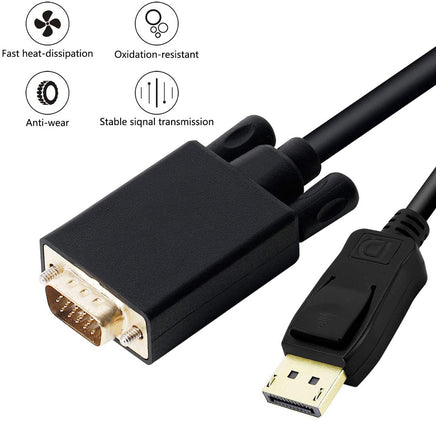 1.8M Display Port DP Male To VGA/M Cable Converter Connector Adaptor - ElectronX Plus