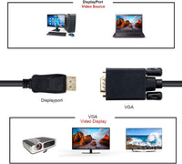 1.8M Display Port DP Male To VGA/M Cable Converter Connector Adaptor - ElectronX Plus