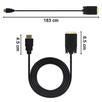 1.8M 6 Feet HDMI Male to VGA Male Cable for Computer, Laptop, PC, Monitor ETC - ElectronX Plus