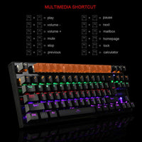 Mechanical Gaming Keyboard Green Switches 87 Keys LED Backlight PC and Laptop - ElectronX Plus