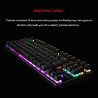 Mechanical Gaming Keyboard Green Switches 87 Keys LED Backlight PC and Laptop - ElectronX Plus