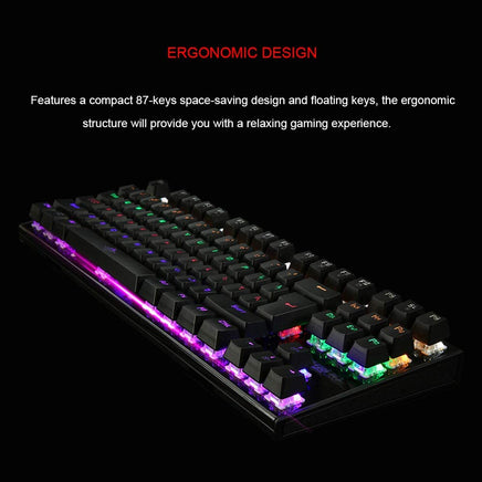 Mechanical Gaming Keyboard Green Switches 87 Keys LED Backlight PC and Laptop - ElectronX Plus