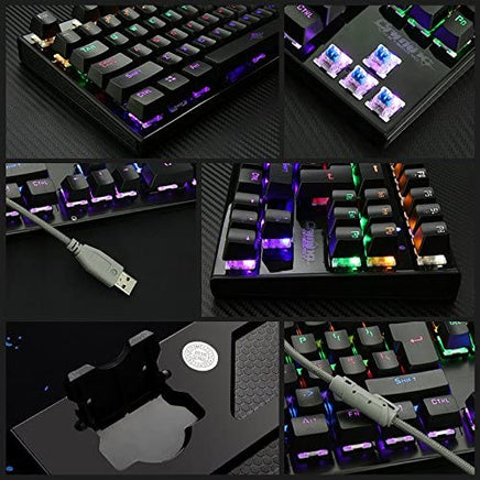 Mechanical Gaming Keyboard Green Switches 87 Keys LED Backlight PC and Laptop - ElectronX Plus