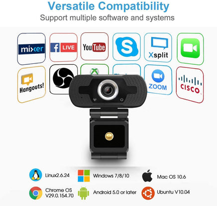 1080p HD Webcam USB Desktop Computer Laptop Camera Video Calling Built-in Mic - ElectronX Plus