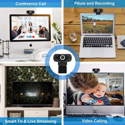 1080p HD Webcam USB Desktop Computer Laptop Camera Video Calling Built-in Mic - ElectronX Plus