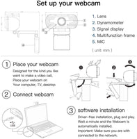 1080p HD Webcam USB Desktop Computer Laptop Camera Video Calling Built-in Mic - ElectronX Plus