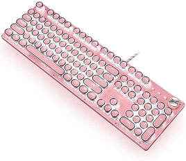 Pink Gaming Mechanical Keyboard Green Switches, White Backlight, USB Wired Laptop Desktop Computer - ElectronX Plus