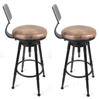 2x Vintage Industrial Rustic Bar Stool Kitchen Stool Swivel Chair Counter Height - ElectronX Plus