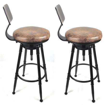 2x Vintage Industrial Rustic Bar Stool Kitchen Stool Swivel Chair Counter Height - ElectronX Plus