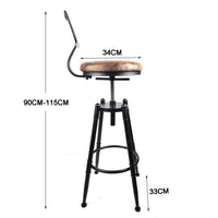 2x Vintage Industrial Rustic Bar Stool Kitchen Stool Swivel Chair Counter Height - ElectronX Plus