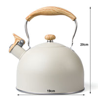 2.5 Liter Tea Whistling Kettle Stainless Steel Modern Whistling Tea Pot for Stovetop Cream - ElectronX Plus