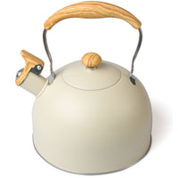 2.5 Liter Tea Whistling Kettle Stainless Steel Modern Whistling Tea Pot for Stovetop Cream - ElectronX Plus