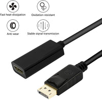 DisplayPort Male to HDMI Female Gold-Plated DP Display Port to HDMI Adapter - ElectronX Plus