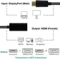 DisplayPort Male to HDMI Female Gold-Plated DP Display Port to HDMI Adapter - ElectronX Plus