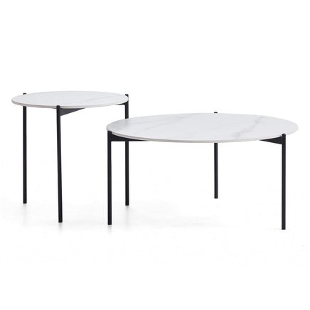 Interior Ave - Bianco Nested Coffee Table Set - Marble & Black - ElectronX Plus