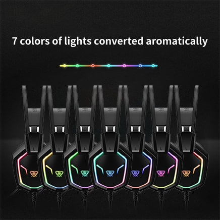 7.1 Surround RGB Gaming Headset Automatic Adjustment Headband Rainbow Light - ElectronX Plus