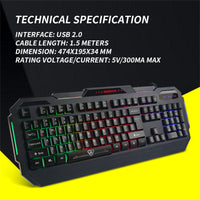 Rainbow Backlit Gaming Keyboard 19 Game Anti Ghosting Keys USB 2.0 Interface AU - ElectronX Plus