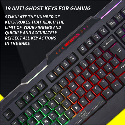 Rainbow Backlit Gaming Keyboard 19 Game Anti Ghosting Keys USB 2.0 Interface AU - ElectronX Plus