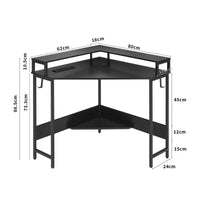 Casadiso L-Shaped Computer Desk with Charging Station, Black Gaming Desk with Built-in Power Board - (Casadiso Albali Pro) - ElectronX Plus