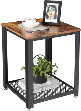 VASAGLE Side Table 2-Tier Nightstand with Mesh Shelf - ElectronX Plus