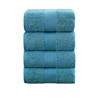 Linenland 4 Piece Cotton Bath Towels Set - Blue - ElectronX Plus