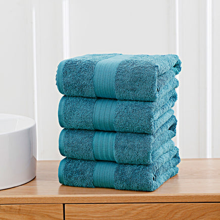 Linenland 4 Piece Cotton Bath Towels Set - Blue - ElectronX Plus