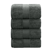 Linenland 4 Piece Cotton Bath Towels Set - Charcoal - ElectronX Plus