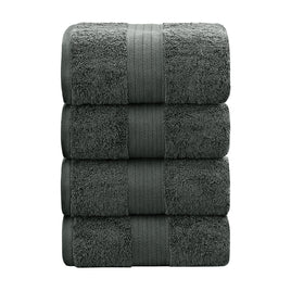 Linenland 4 Piece Cotton Bath Towels Set - Charcoal - ElectronX Plus