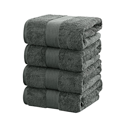 Linenland 4 Piece Cotton Bath Towels Set - Charcoal - ElectronX Plus