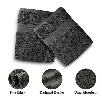 Linenland 4 Piece Cotton Bath Towels Set - Charcoal - ElectronX Plus