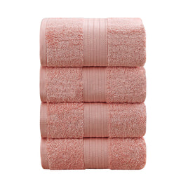 Linenland 4 Piece Cotton Bath Towels Set - Coral - ElectronX Plus