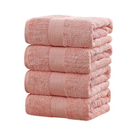 Linenland 4 Piece Cotton Bath Towels Set - Coral - ElectronX Plus