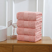 Linenland 4 Piece Cotton Bath Towels Set - Coral - ElectronX Plus