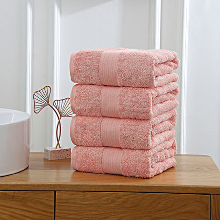 Linenland 4 Piece Cotton Bath Towels Set - Coral - ElectronX Plus