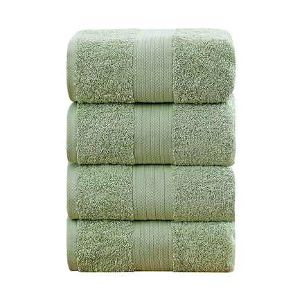 Linenland 4 Piece Cotton Bath Towels Set - Sage Green - ElectronX Plus